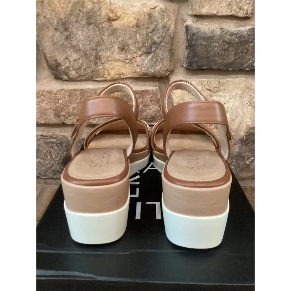 Naturalizer Graciela Wedge Sandals Brown Raffia Platform‎ Womens Size 10 New